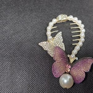 Purple butterfly embroidery Hair Clip